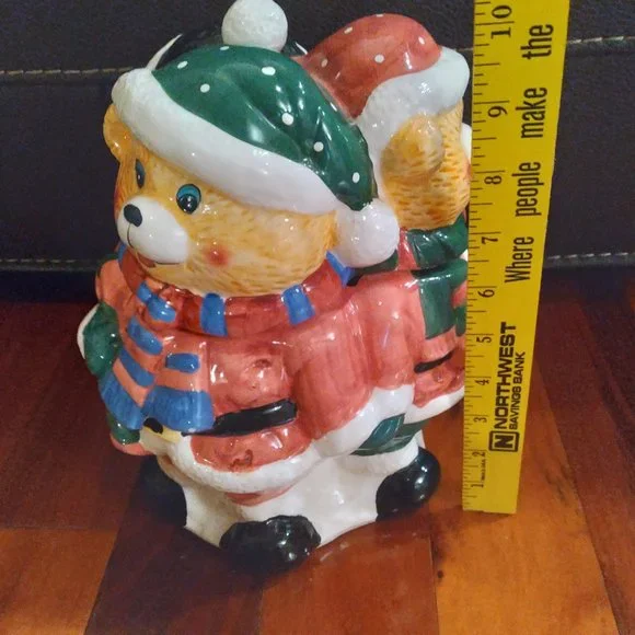 christmas cookie jar. 3 santa bears. - Picture 1 of 4
